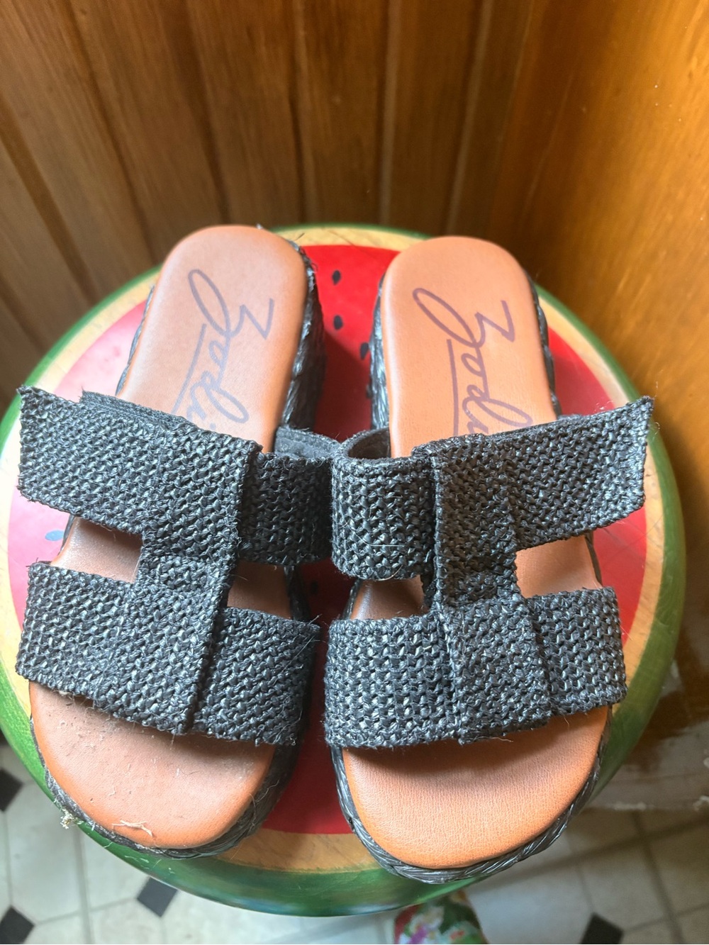 Zodiac Black Woven Espadrille Slide Sandals